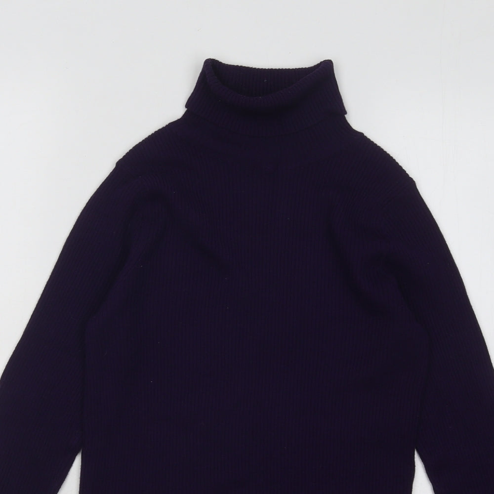Marks and Spencer Womens Purple Roll Neck Viscose Pullover Jumper Size 10 - Ribbed
