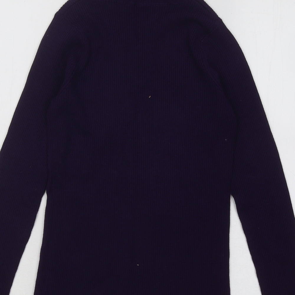 Marks and Spencer Womens Purple Roll Neck Viscose Pullover Jumper Size 10 - Ribbed
