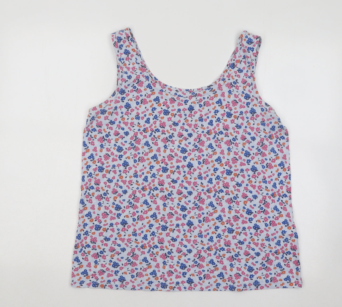 Marks and Spencer Womens Multicoloured Floral Cotton Basic Tank Size 20 Scoop Neck
