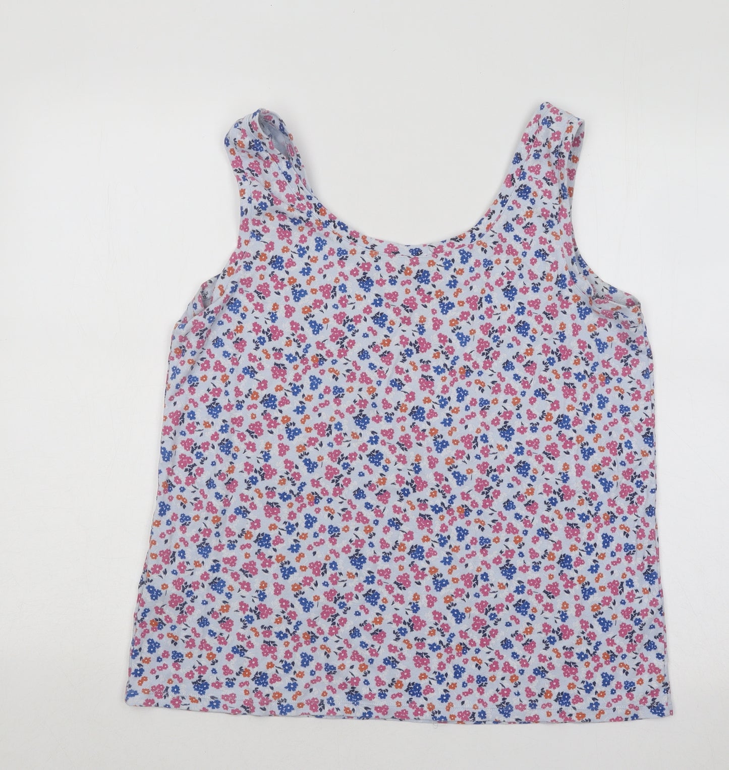Marks and Spencer Womens Multicoloured Floral Cotton Basic Tank Size 20 Scoop Neck