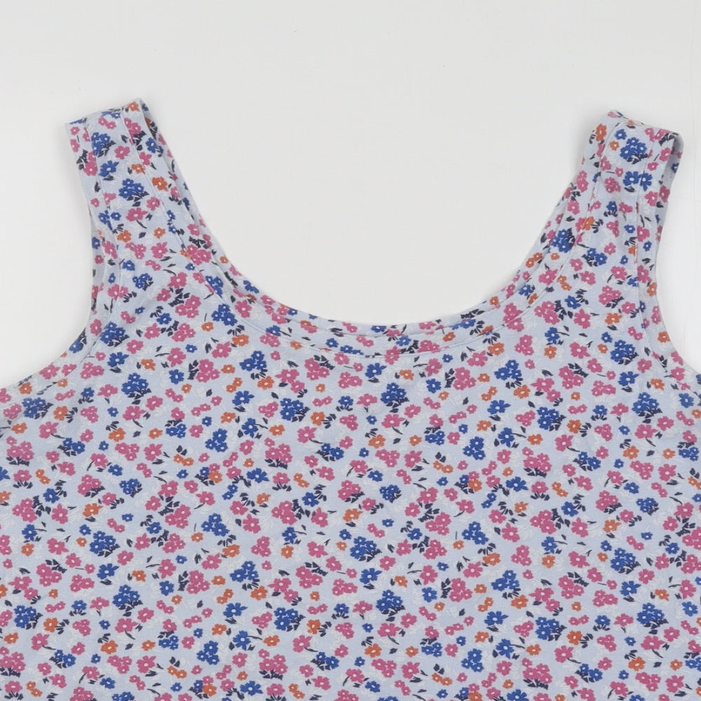 Marks and Spencer Womens Multicoloured Floral Cotton Basic Tank Size 20 Scoop Neck
