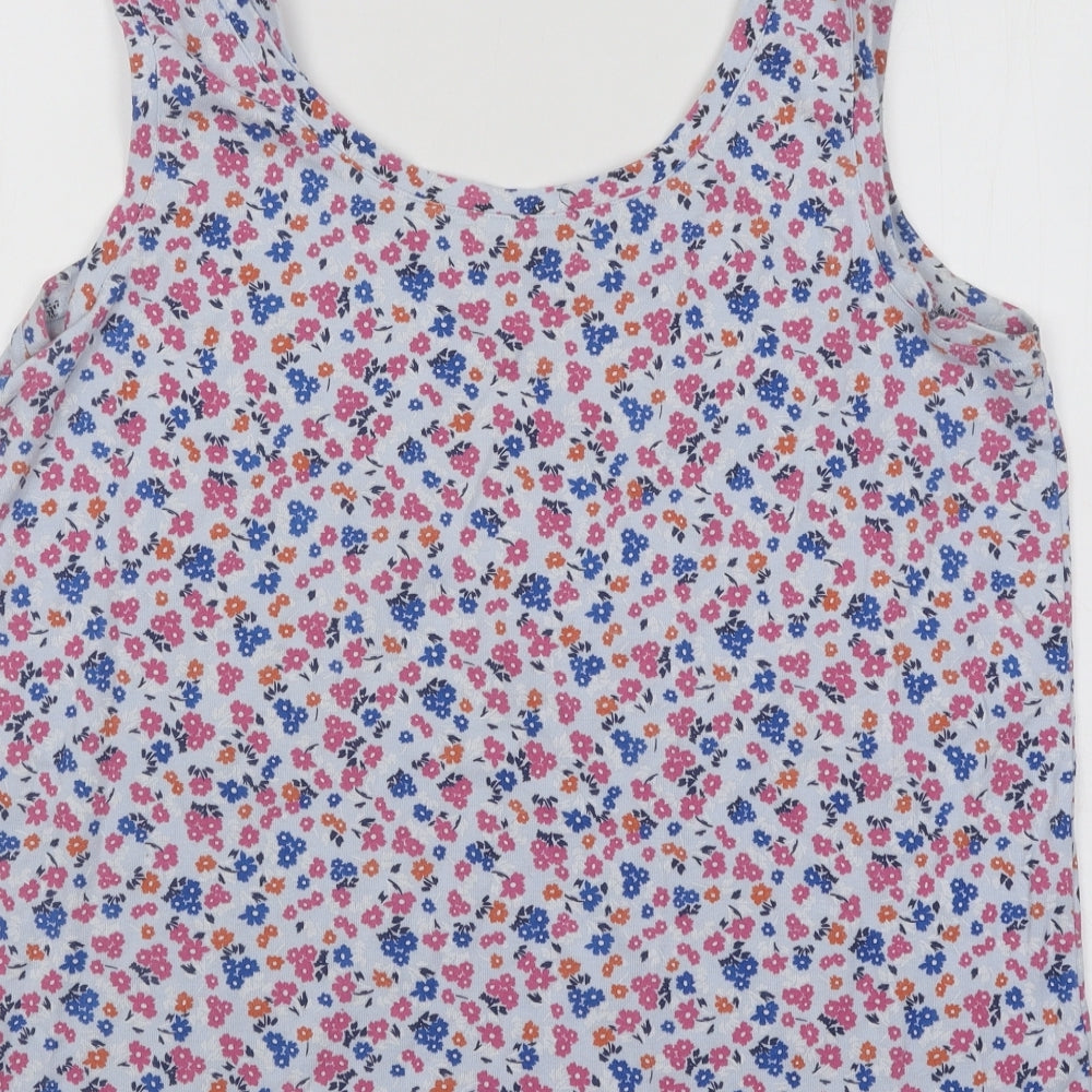 Marks and Spencer Womens Multicoloured Floral Cotton Basic Tank Size 20 Scoop Neck