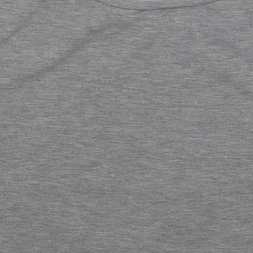 Miss Selfridge Womens Grey Geometric Cotton Basic T-Shirt Size 6 Round Neck - Lace Detail