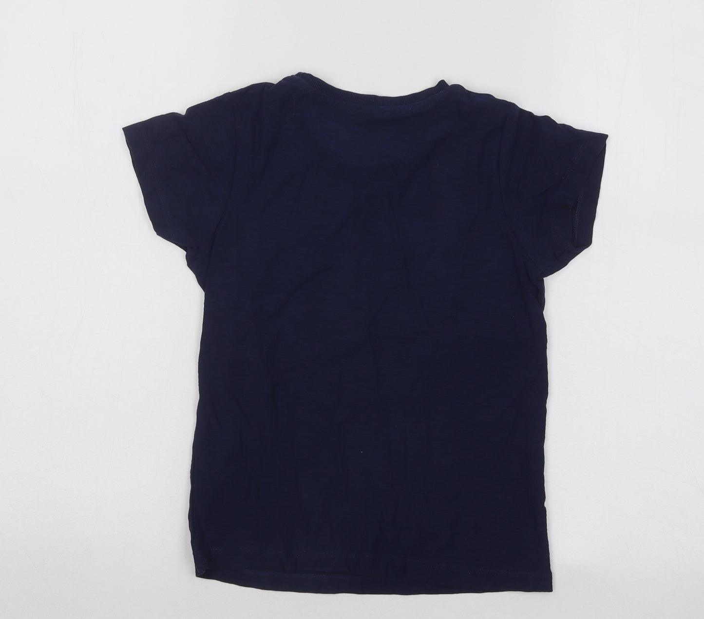 Urban Dept Boys Blue Cotton Basic T-Shirt Size 7-8 Years Round Neck Pullover - Explore Skull