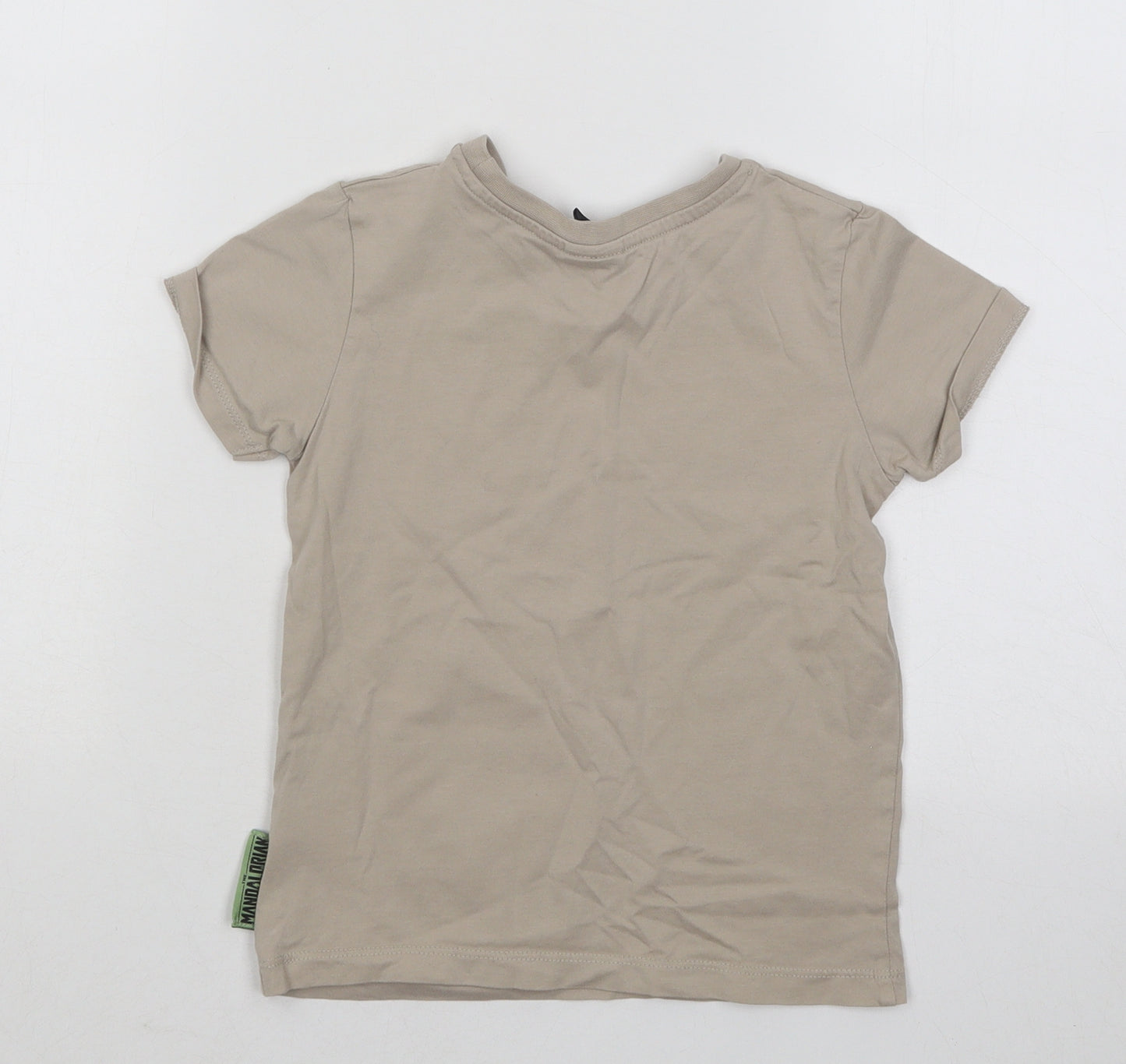 George Boys Beige Cotton Basic T-Shirt Size 4-5 Years Round Neck Pullover - Mandalorian