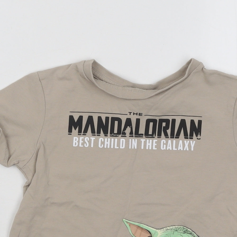 George Boys Beige Cotton Basic T-Shirt Size 4-5 Years Round Neck Pullover - Mandalorian