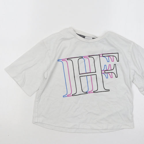 Holyfield Girls White Cotton Basic T-Shirt Size 9-10 Years Round Neck Pullover