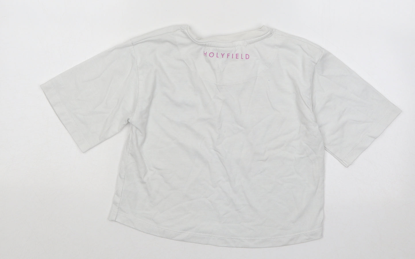 Holyfield Girls White Cotton Basic T-Shirt Size 9-10 Years Round Neck Pullover