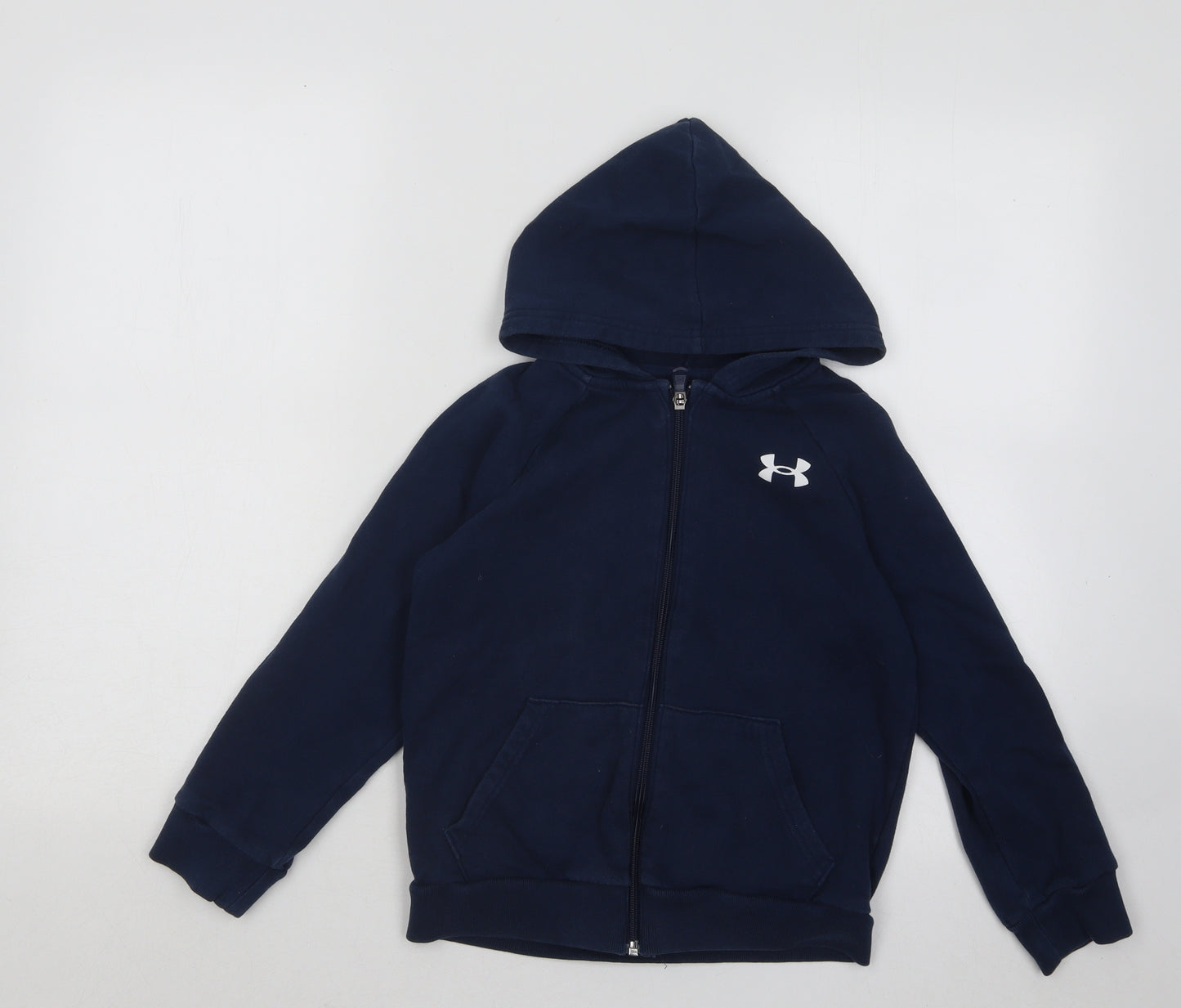 Under armour Boys Blue Cotton Full Zip Hoodie Size S Zip