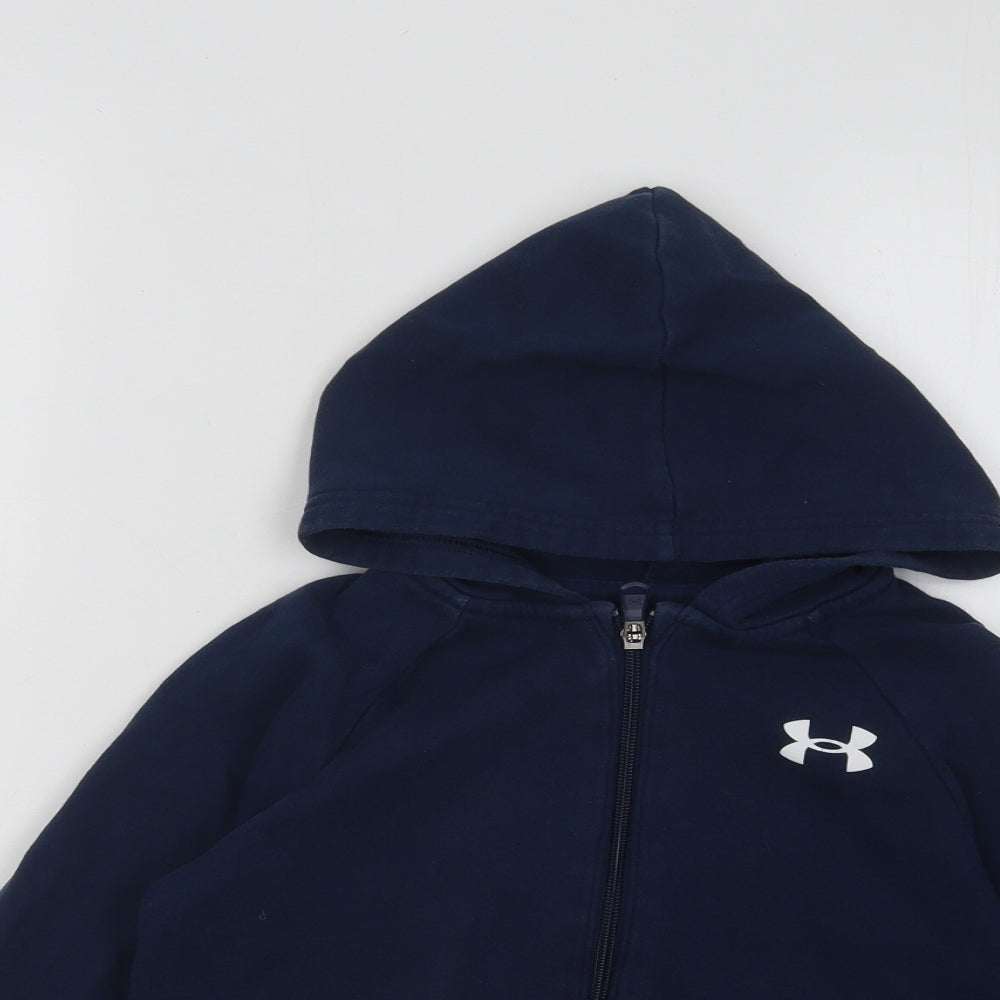 Under armour Boys Blue Cotton Full Zip Hoodie Size S Zip
