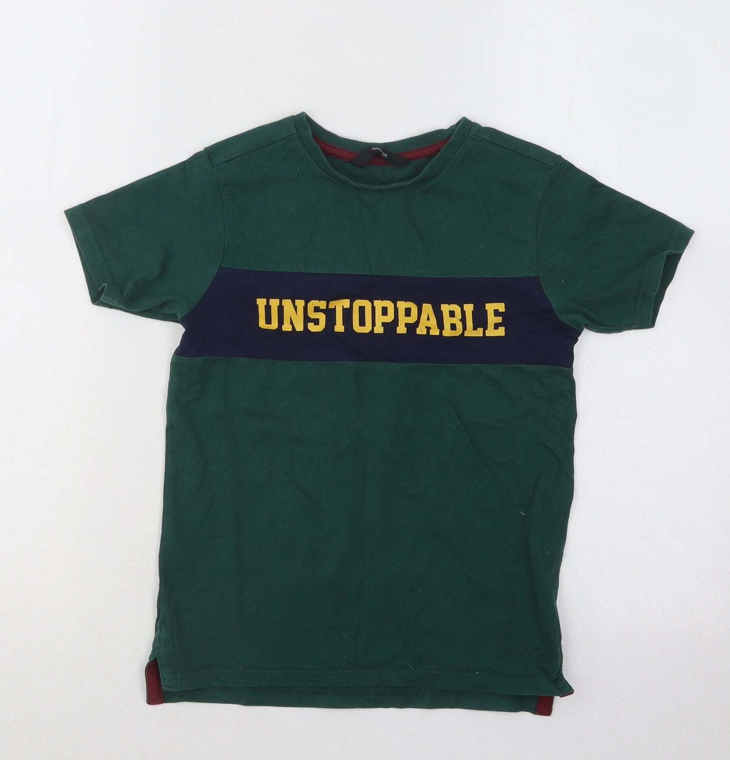 George Boys Green Cotton Basic T-Shirt Size 6-7 Years Round Neck Pullover - Unstoppable