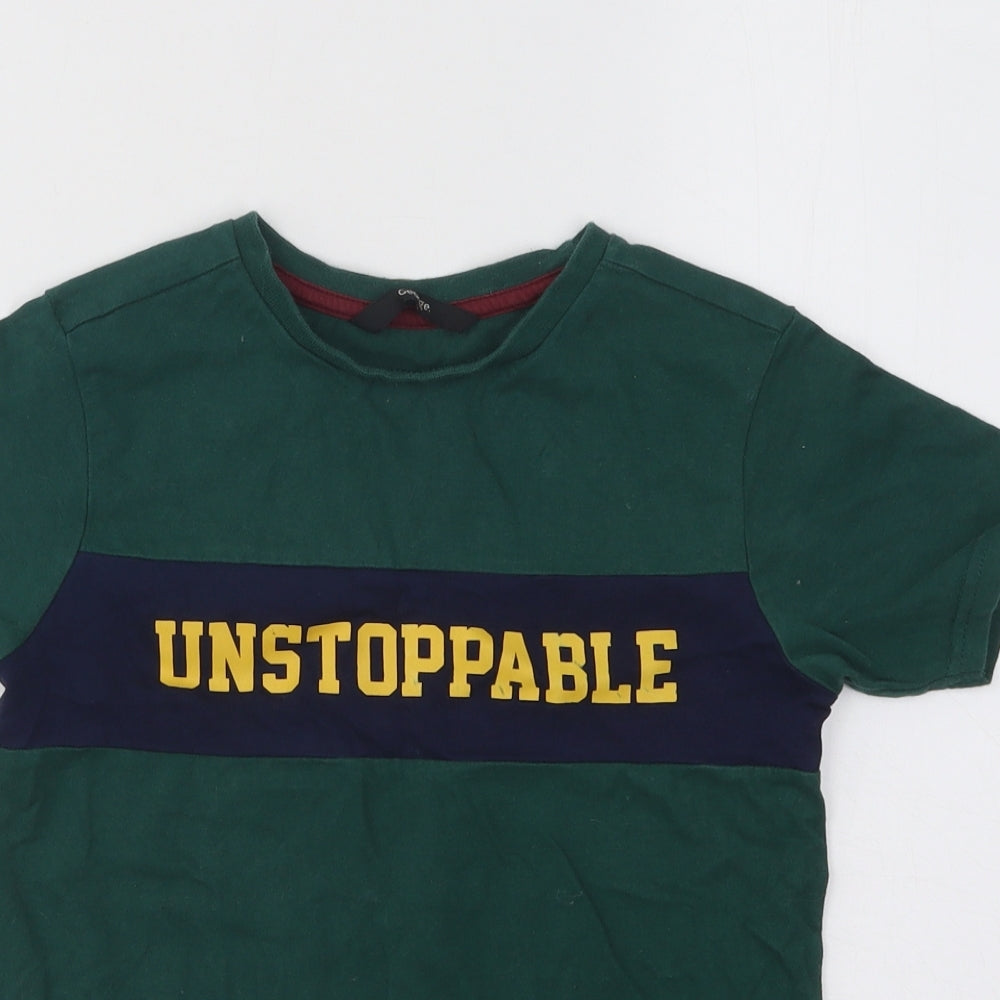 George Boys Green Cotton Basic T-Shirt Size 6-7 Years Round Neck Pullover - Unstoppable
