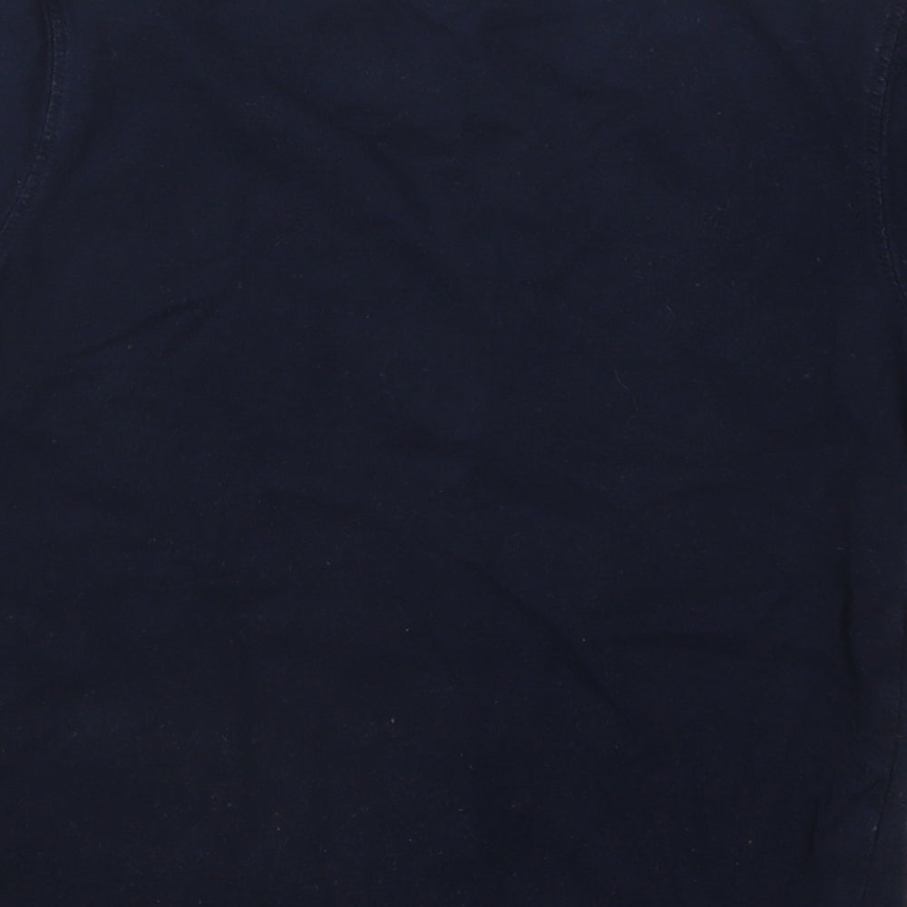 JoJo Maman Bébé Boys Blue Geometric Cotton Basic T-Shirt Size 4-5 Years Round Neck Pullover - Tractors