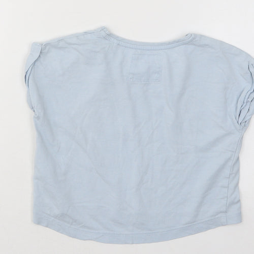 TU Girls Blue Cotton Basic T-Shirt Size 4 Years Round Neck Pullover - Shell