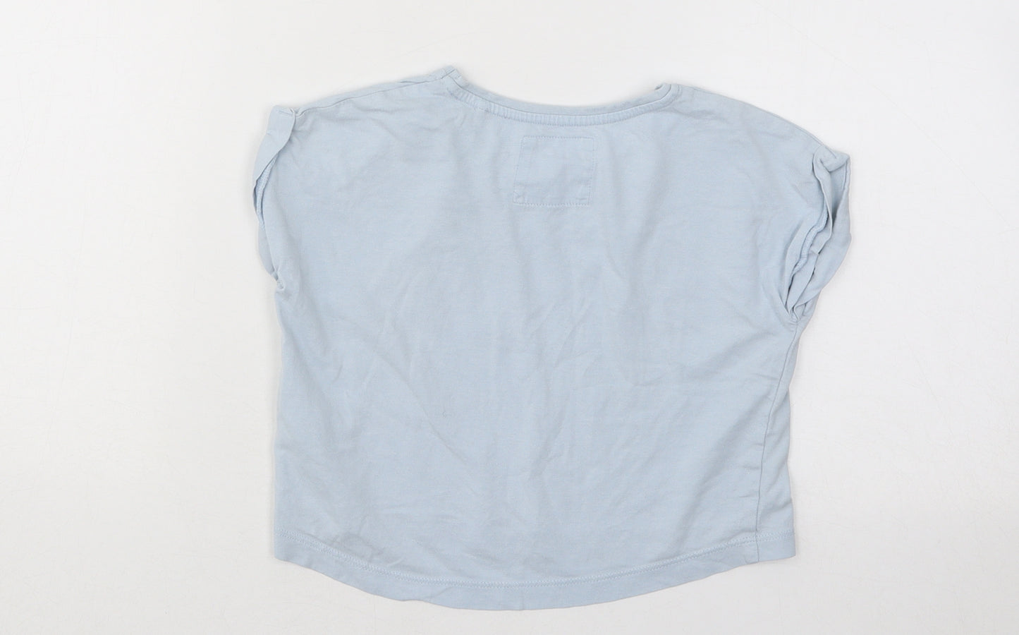TU Girls Blue Cotton Basic T-Shirt Size 4 Years Round Neck Pullover - Shell