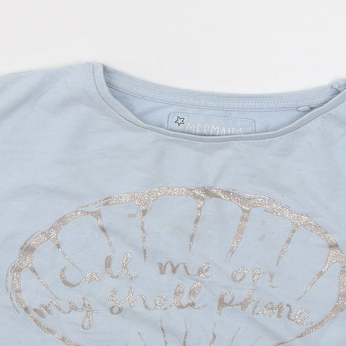 TU Girls Blue Cotton Basic T-Shirt Size 4 Years Round Neck Pullover - Shell