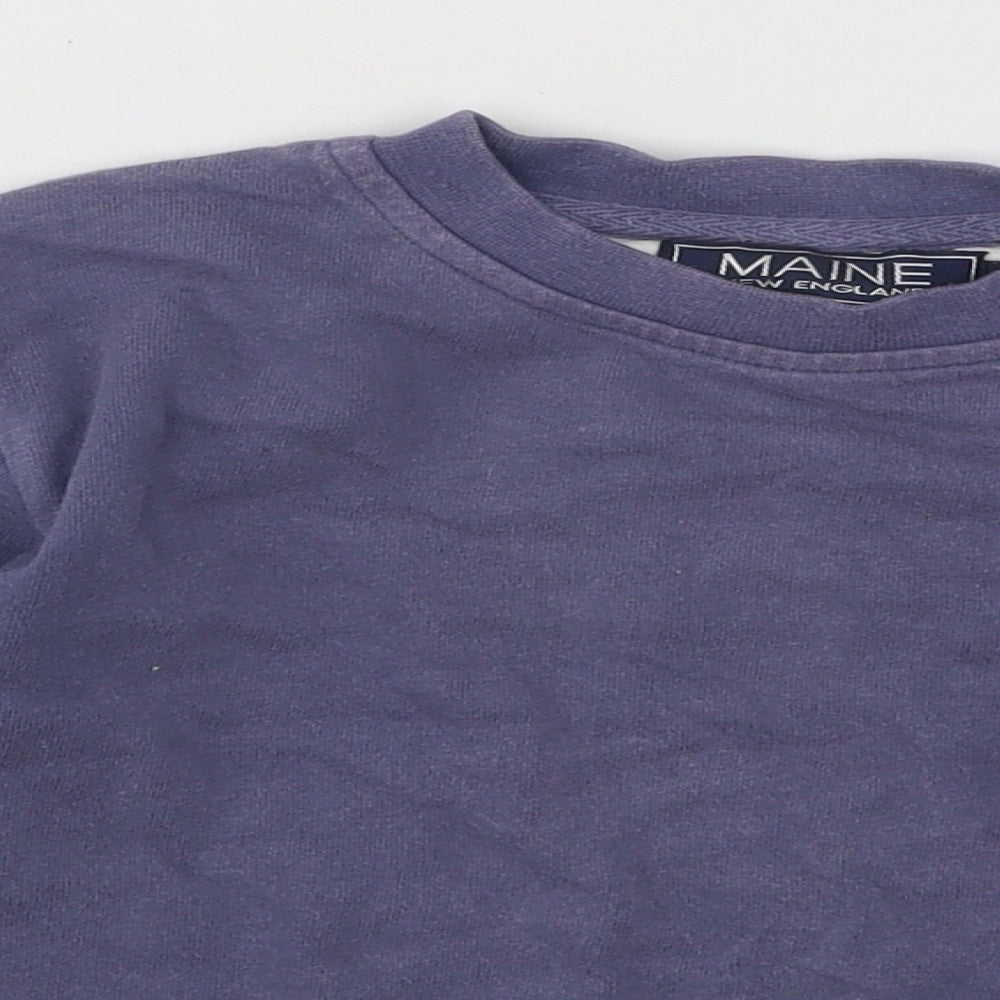 Maine Boys Blue Cotton Basic T-Shirt Size 3-4 Years Round Neck Pullover