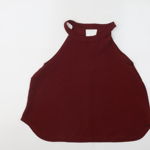 Boohoo Womens Purple Cotton Basic Tank Size 14 Round Neck