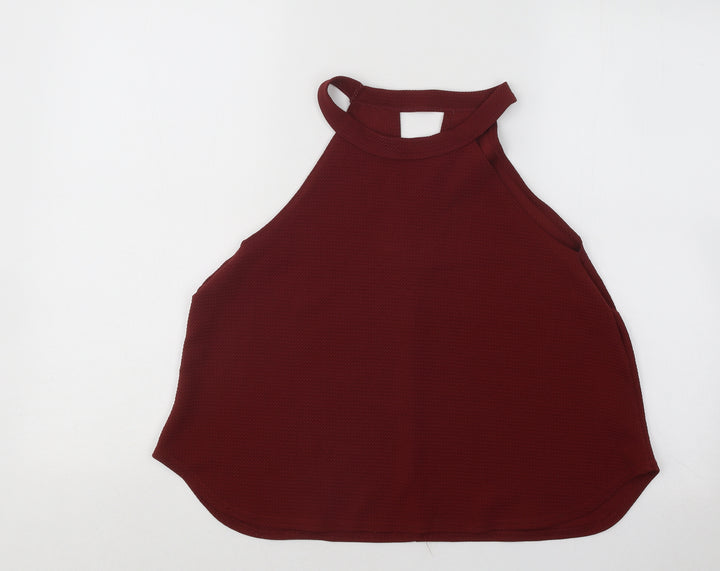 Boohoo Womens Purple Cotton Basic Tank Size 14 Round Neck