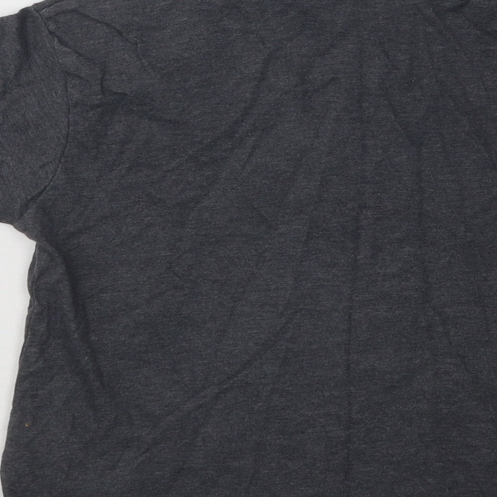 No Fear Boys Grey Cotton Basic T-Shirt Size 7-8 Years V-Neck Pullover