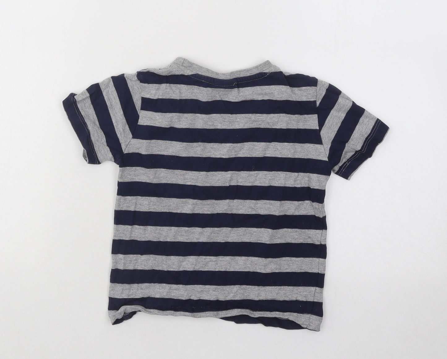 Urban Rascals Boys Blue Striped Cotton Basic T-Shirt Size 3-4 Years Round Neck Pullover - Adventure