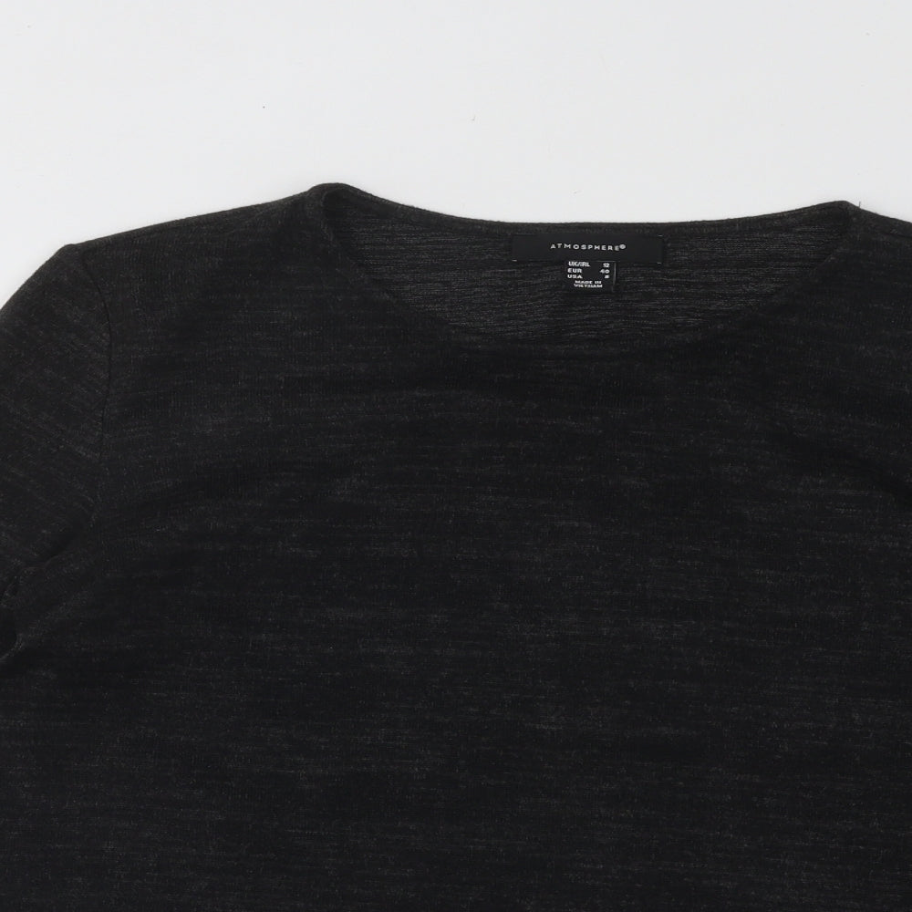 Atmosphere Womens Black Round Neck Acrylic Pullover Jumper Size 12