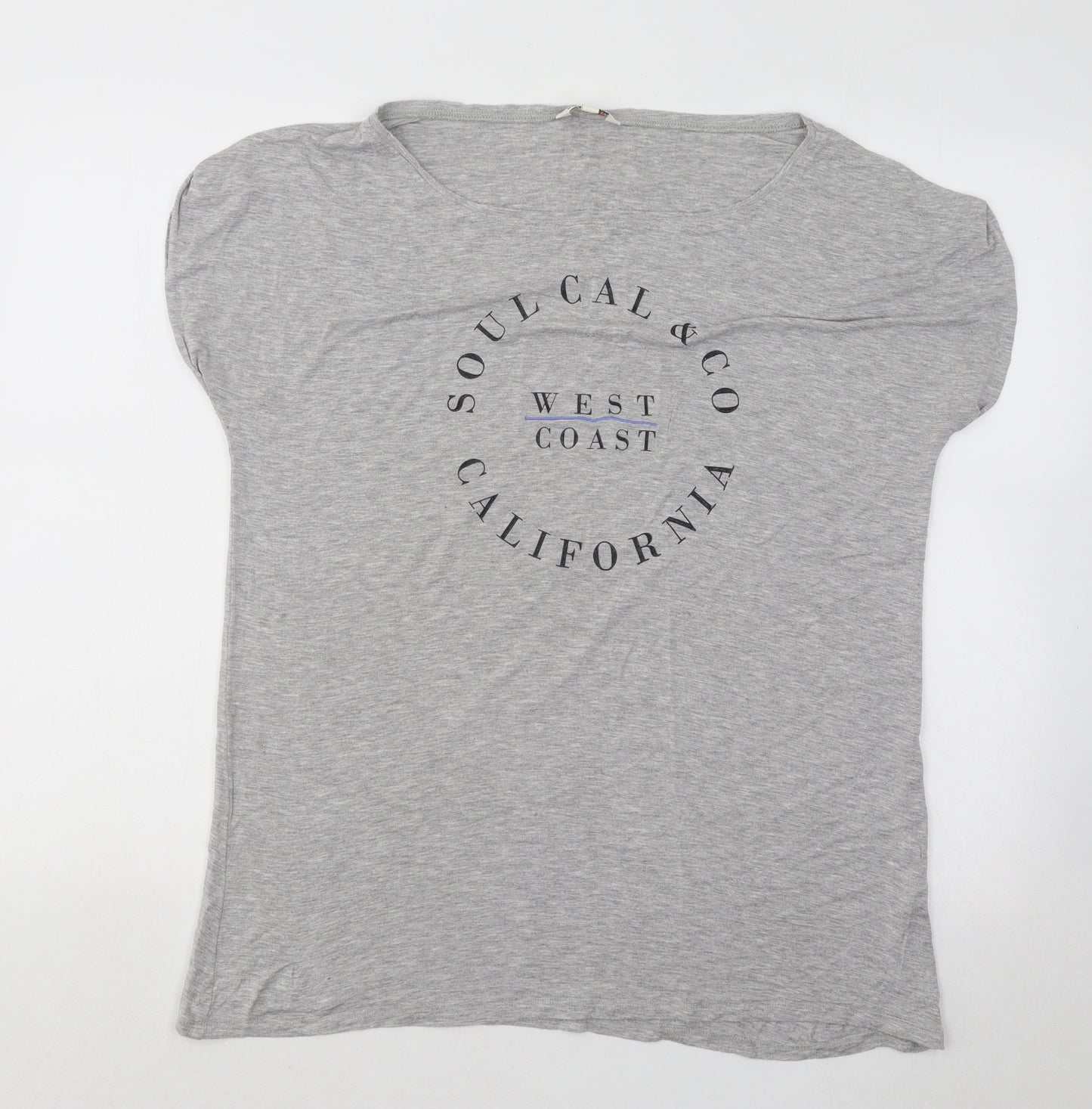SoulCal&Co Womens Grey Cotton Basic T-Shirt Size 14 Boat Neck