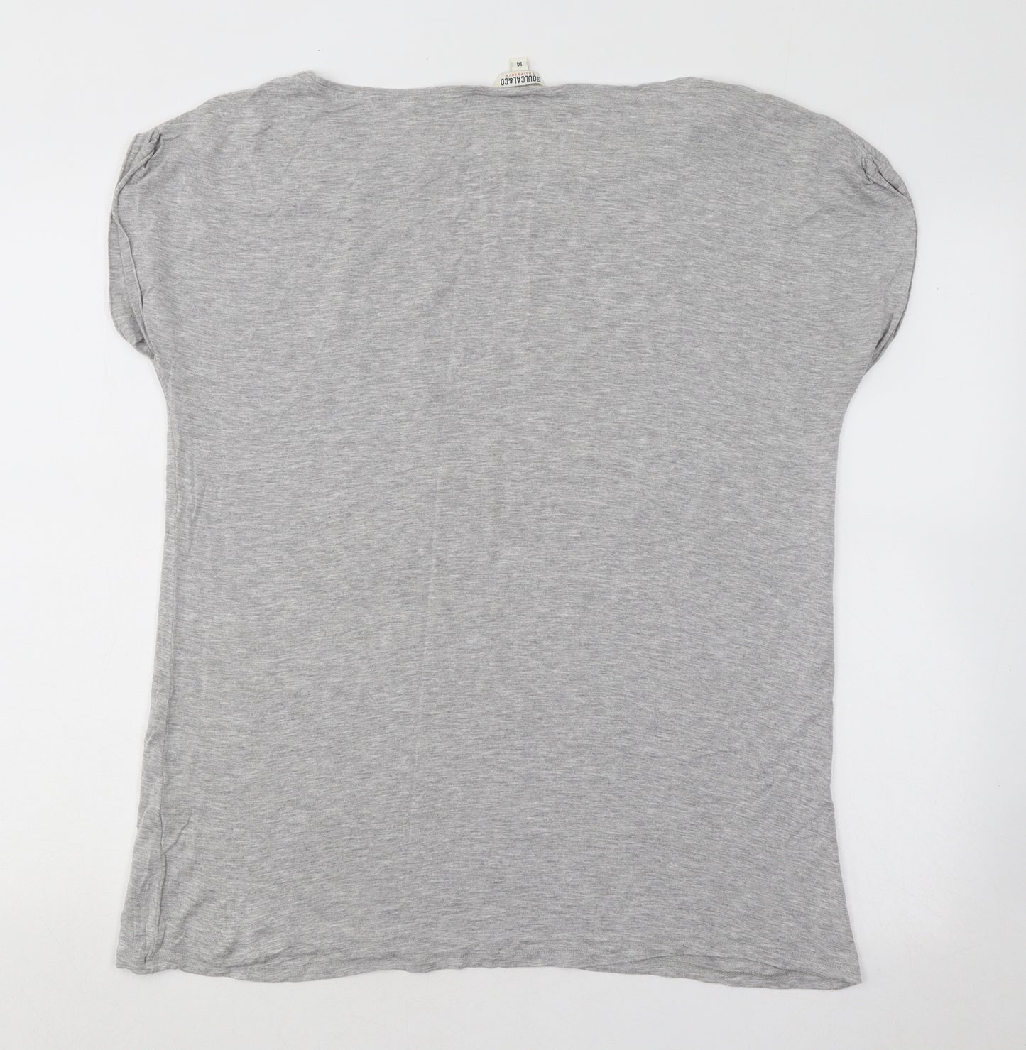 SoulCal&Co Womens Grey Cotton Basic T-Shirt Size 14 Boat Neck