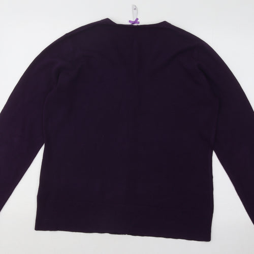 BHS Womens Purple V-Neck Acrylic Cardigan Jumper Size 16