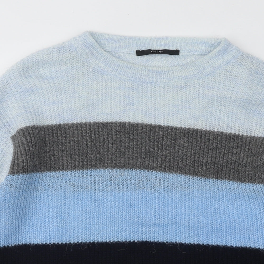 George Womens Multicoloured Round Neck Striped Acrylic Pullover Jumper Size 12