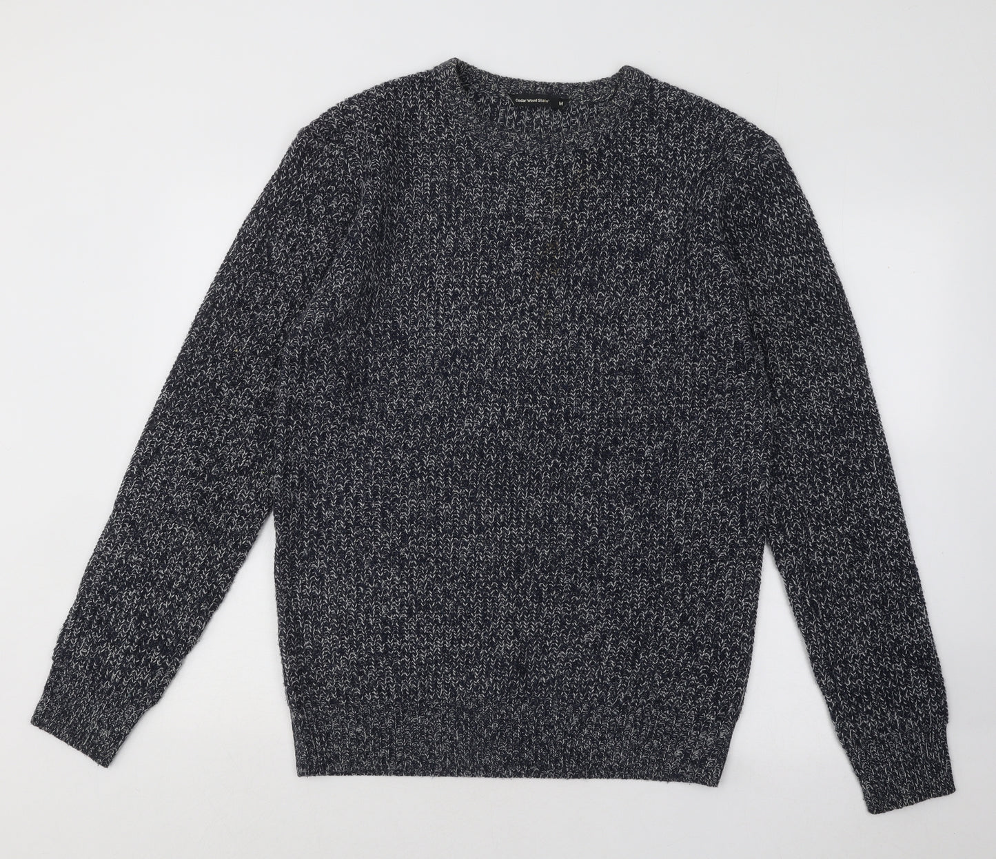 Cedar Wood State Mens Blue Round Neck Geometric Acrylic Pullover Jumper Size M