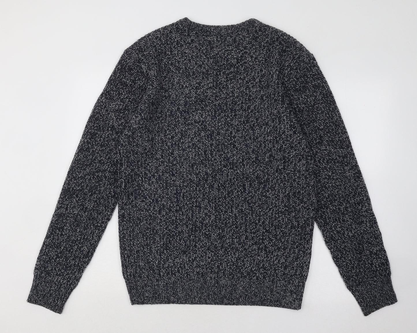 Cedar Wood State Mens Blue Round Neck Geometric Acrylic Pullover Jumper Size M