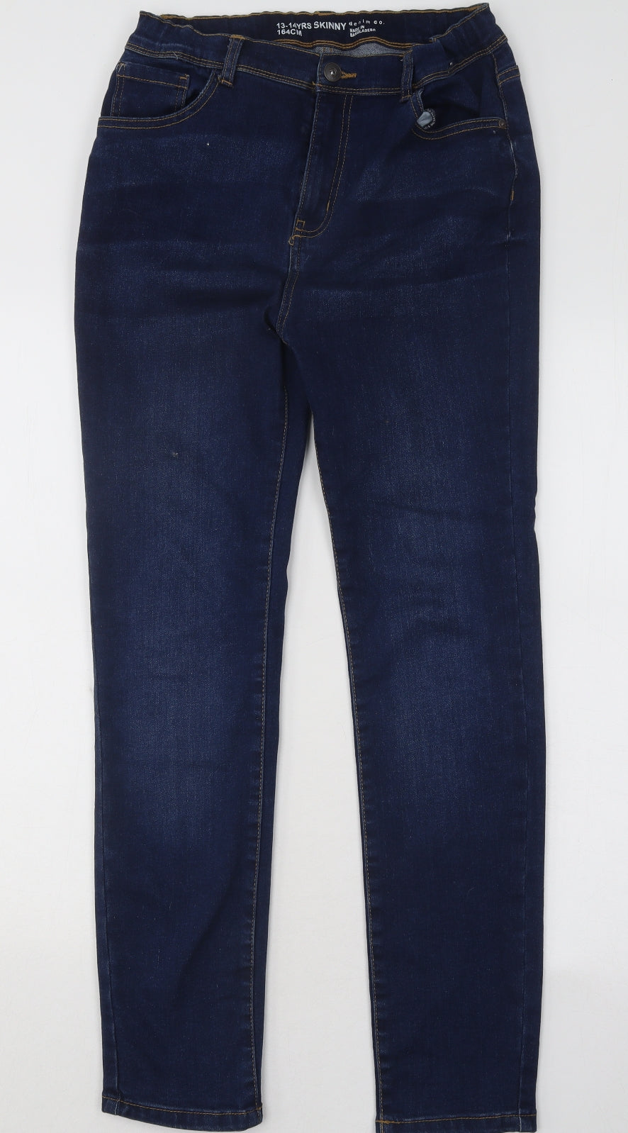 Primark Boys Blue Cotton Straight Jeans Size 13-14 Years Regular Button