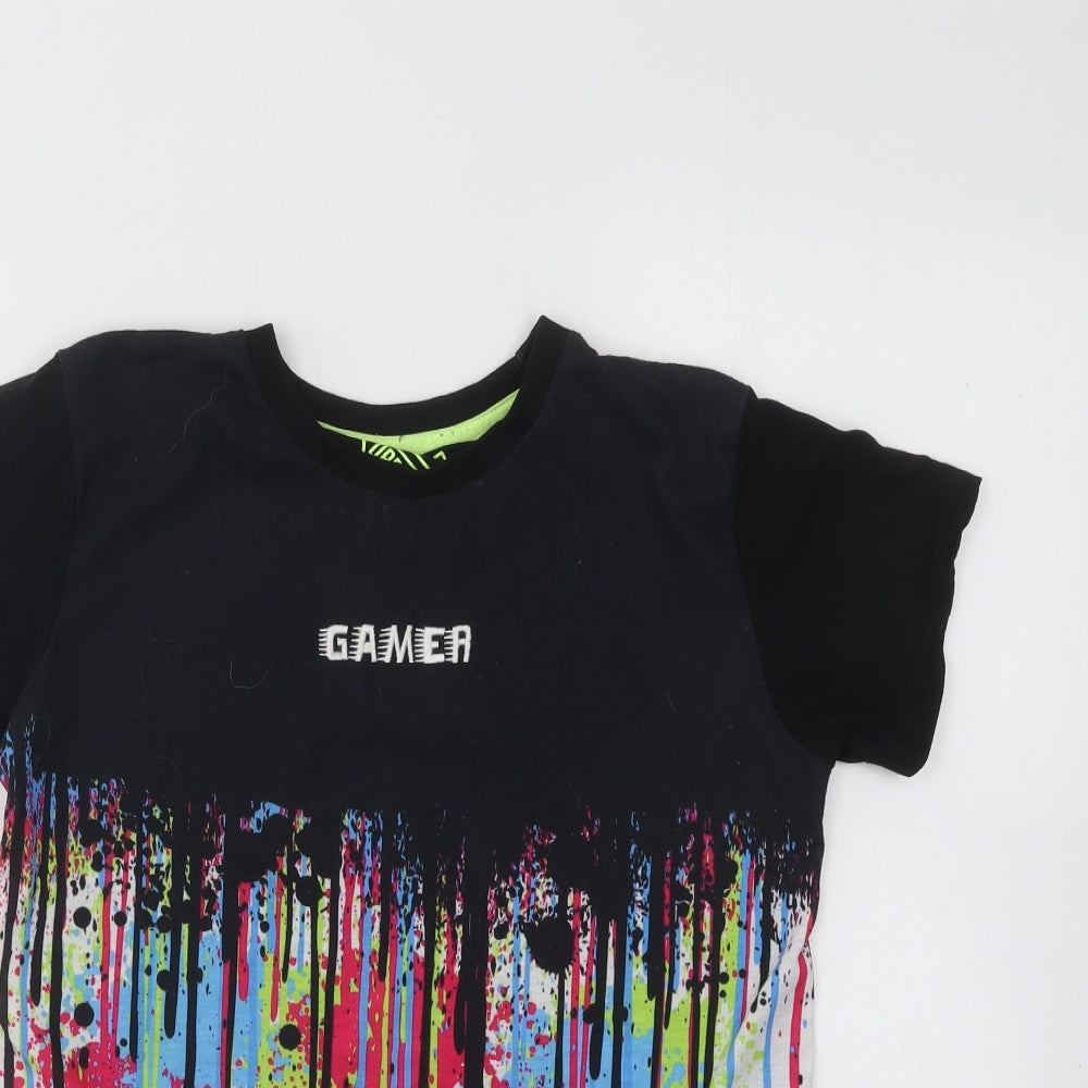 Urban Dept Boys Multicoloured Geometric Cotton Basic T-Shirt Size 12 Years Round Neck Pullover - Gamer