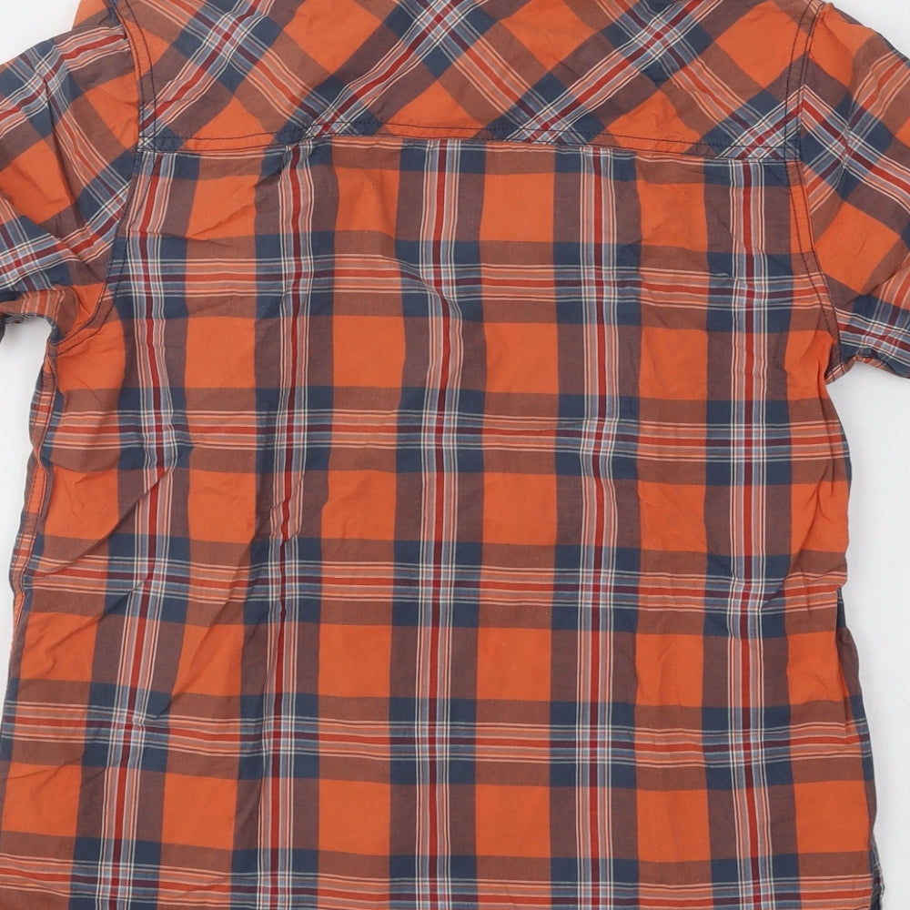 F&F Boys Orange Plaid Cotton Basic Button-Up Size 12 Years Collared Button