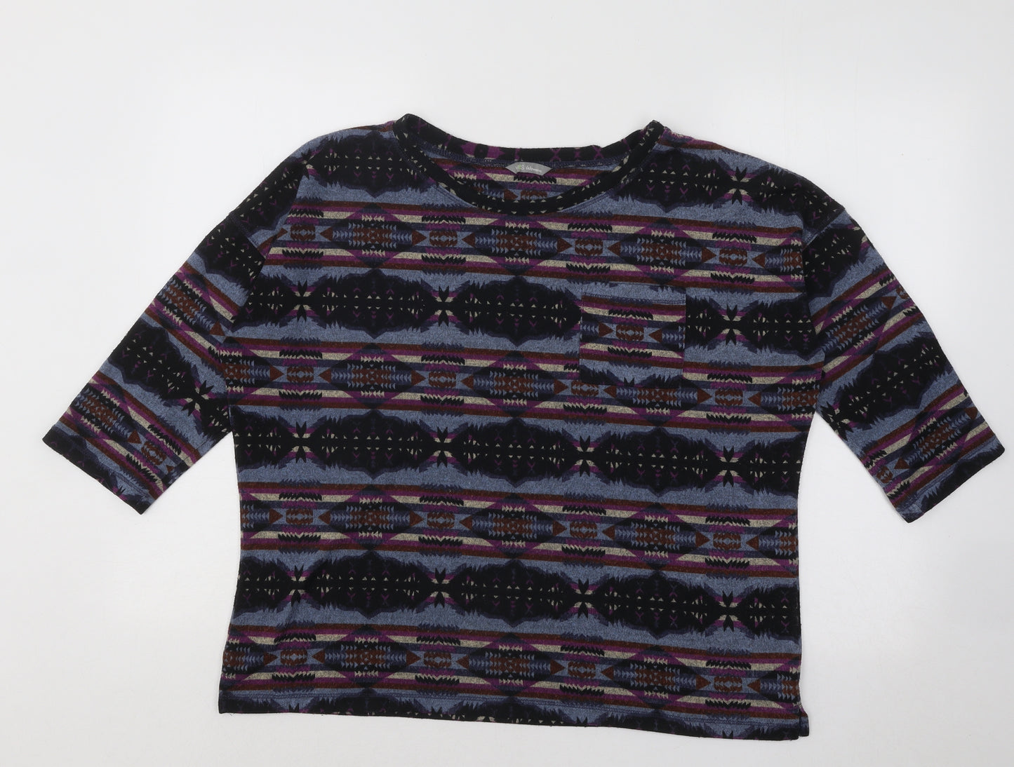 Marks and Spencer Womens Multicoloured Round Neck Geometric Acrylic Pullover Jumper Size XL