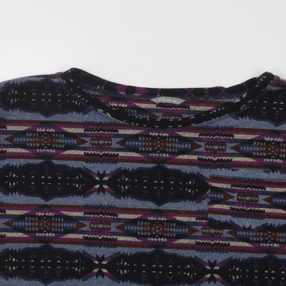 Marks and Spencer Womens Multicoloured Round Neck Geometric Acrylic Pullover Jumper Size XL