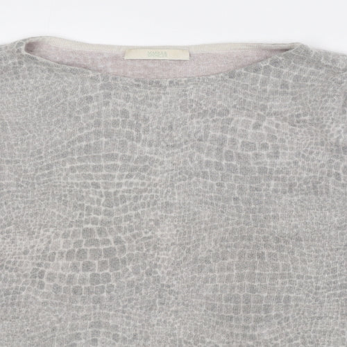 Marks and Spencer Womens Grey Boat Neck Animal Print Angora Pullover Jumper Size 16