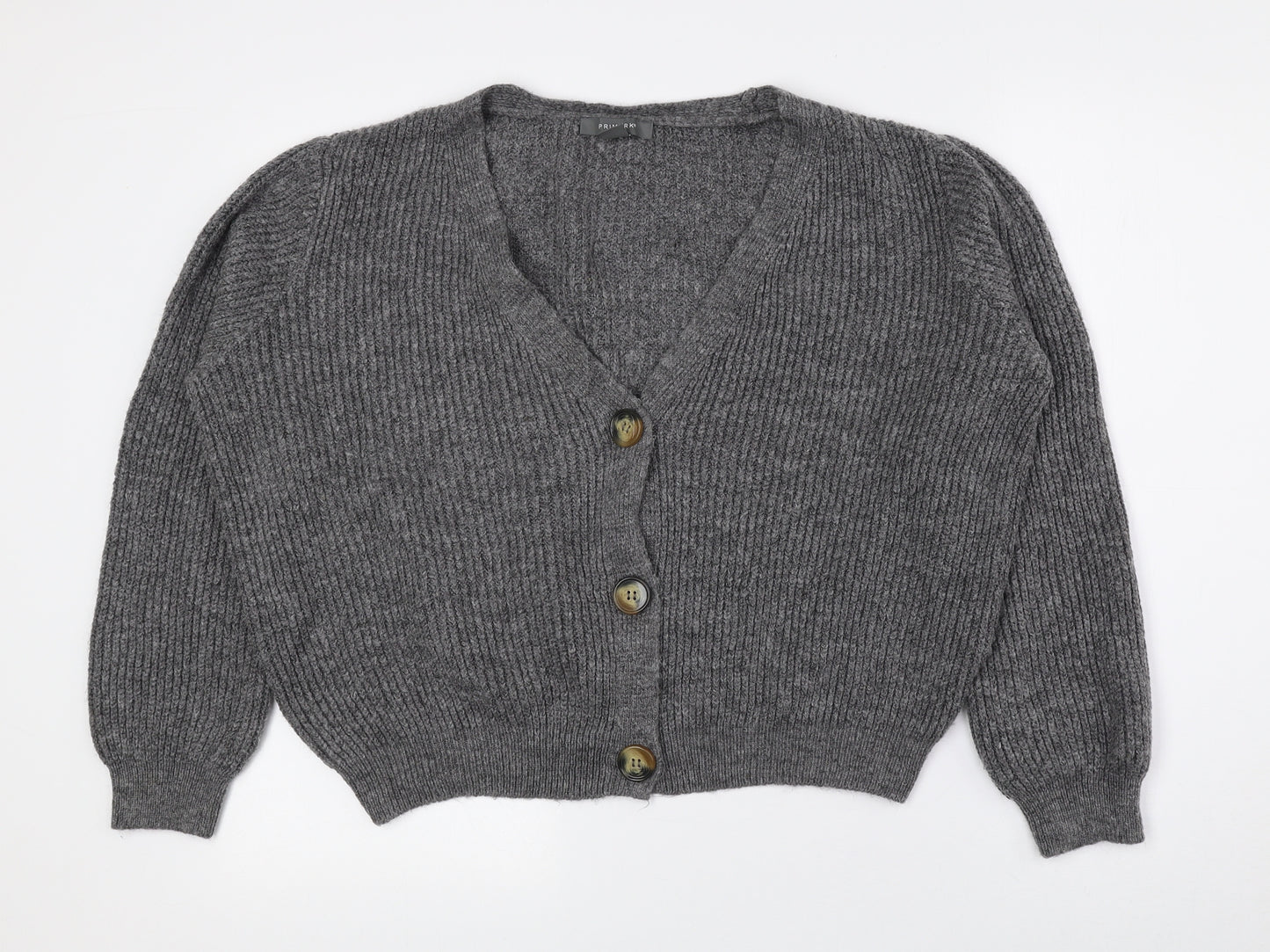 Primark Womens Grey V-Neck Polyester Cardigan Jumper Size XL