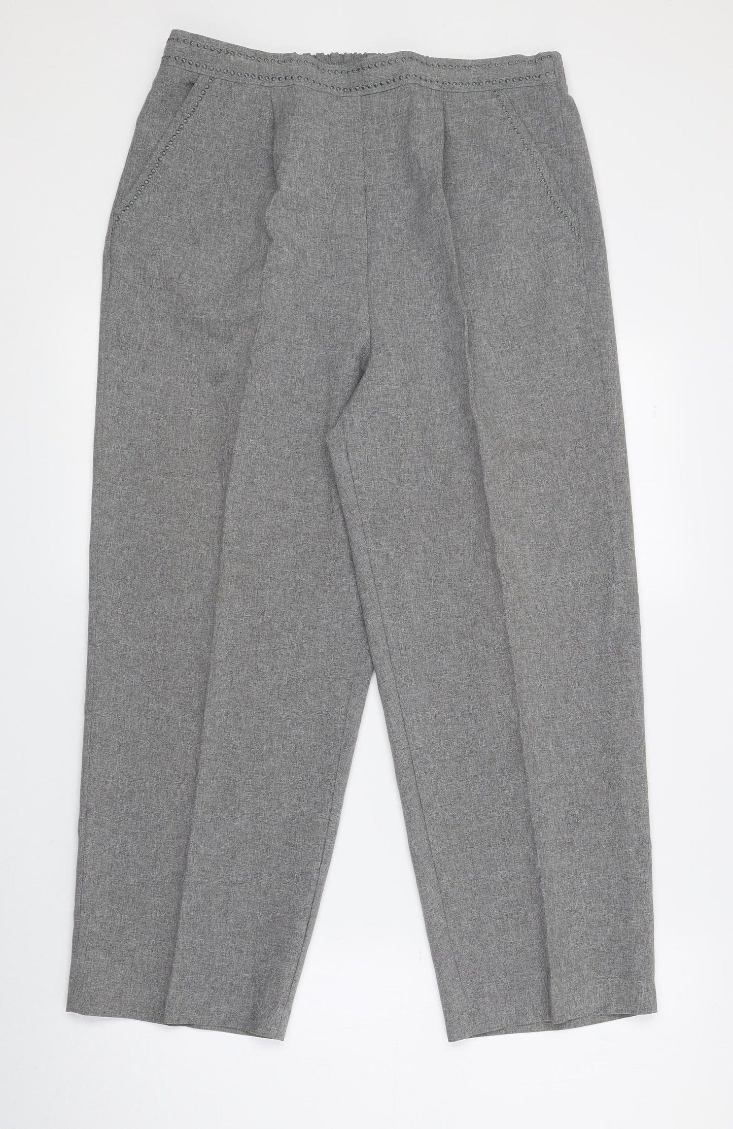 Bonmarché Womens Grey Polyester Trousers Size 14 L24 in Regular