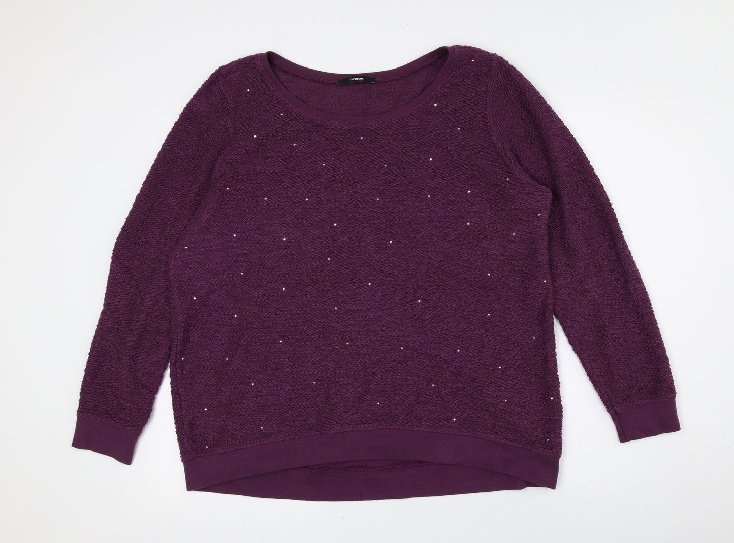 George Womens Purple Boat Neck 100% Cotton Pullover Jumper Size 16
