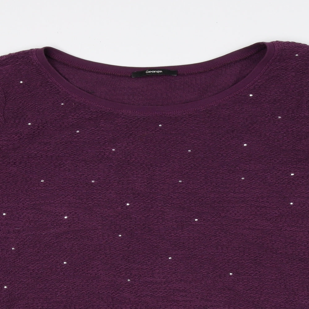George Womens Purple Boat Neck 100% Cotton Pullover Jumper Size 16
