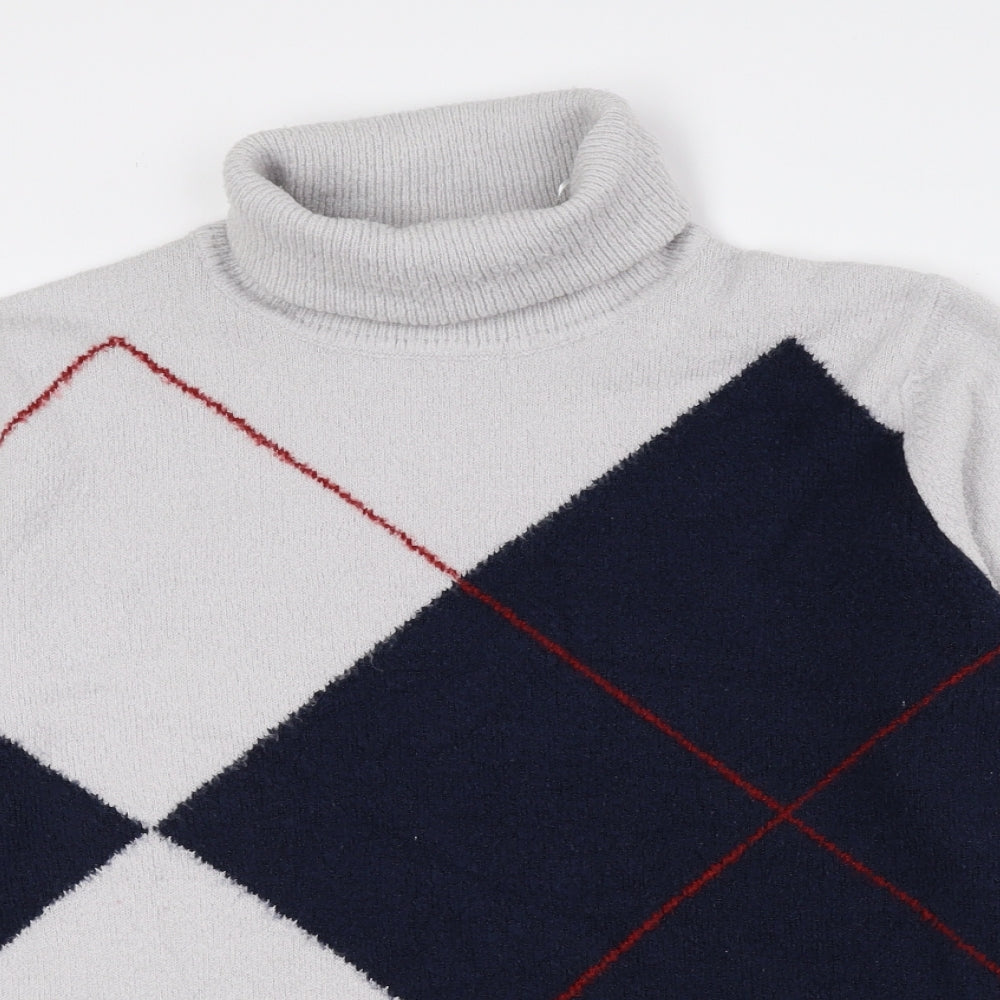 Damart Womens Multicoloured Roll Neck Argyle/Diamond Acrylic Pullover Jumper Size 14