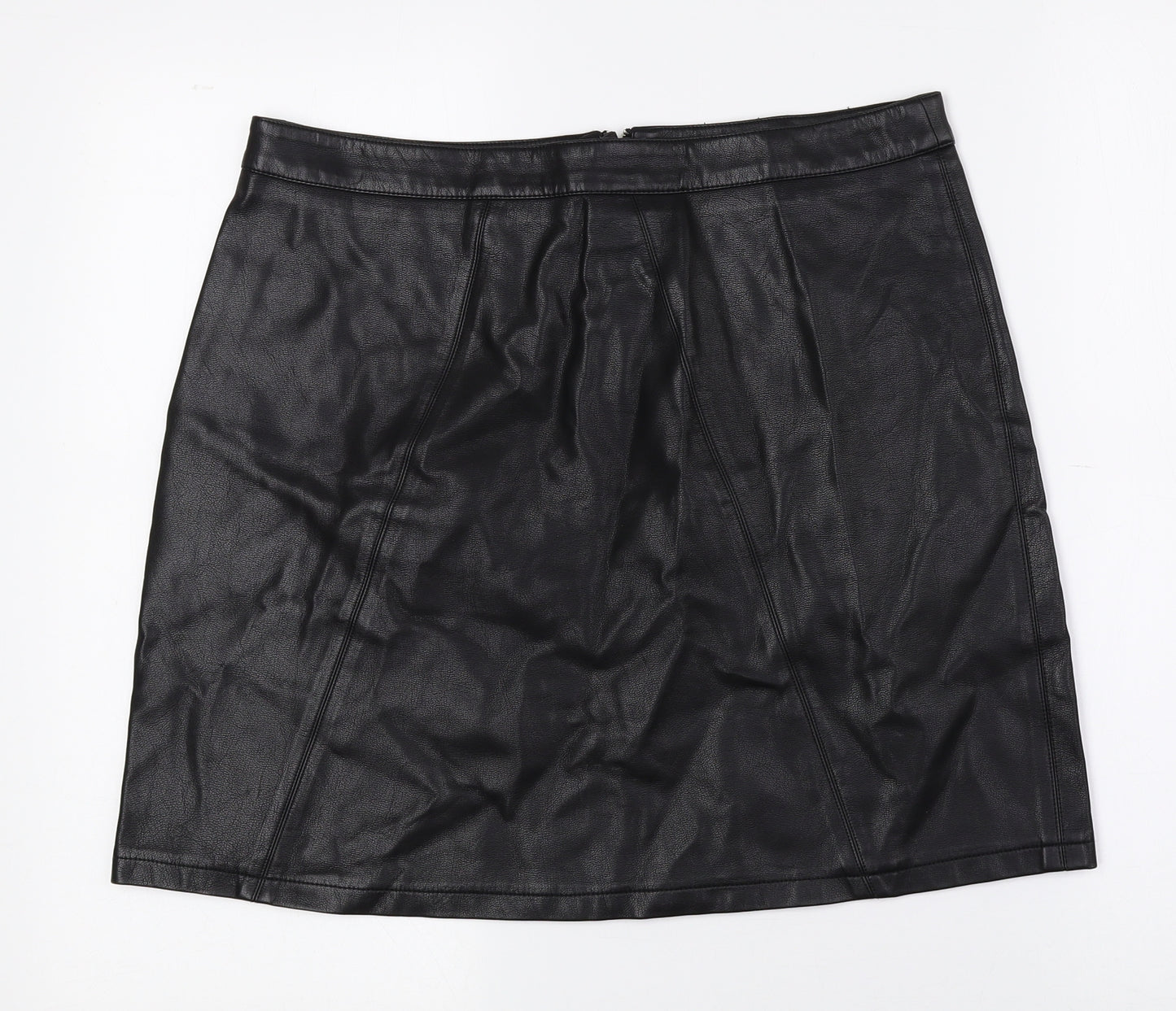 George Womens Black Polyurethane Mini Skirt Size 12 Zip - Faux Leather