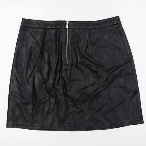 George Womens Black Polyurethane Mini Skirt Size 12 Zip - Faux Leather