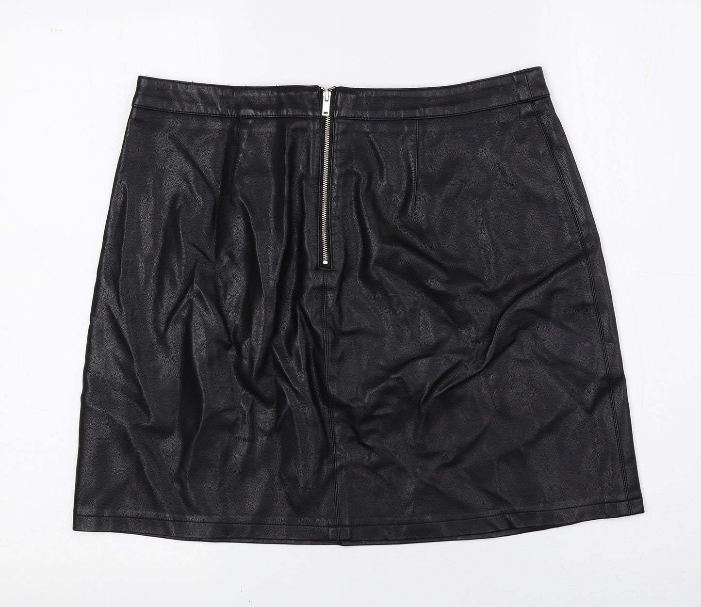 George Womens Black Polyurethane Mini Skirt Size 12 Zip - Faux Leather