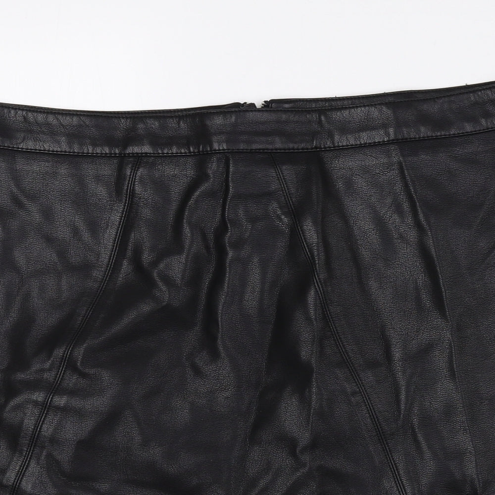 George Womens Black Polyurethane Mini Skirt Size 12 Zip - Faux Leather