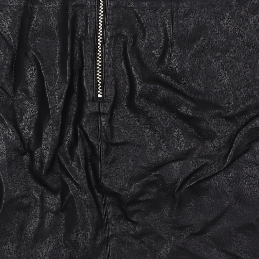 George Womens Black Polyurethane Mini Skirt Size 12 Zip - Faux Leather