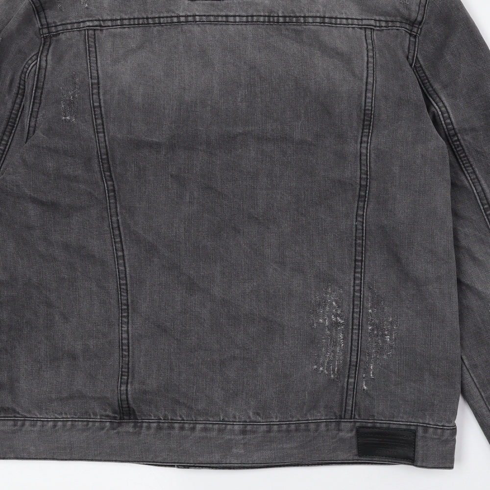 Zara Mens Grey Jacket Size M Button - Distressed