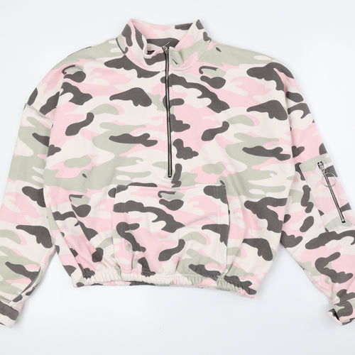 Select Womens Multicoloured High Neck Camouflage Cotton Full Zip Jumper Size L